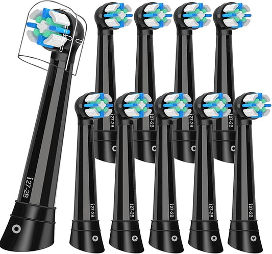 10PCS iO Replacement Heads Compatible with Oral B iO 3 4 5 6 7 8 9 10 Series Electric Toothbrush,IO Toothbrush Heads Compatible with Oral B iO,Medium-Hard bristles Care for Your Teeth,Black