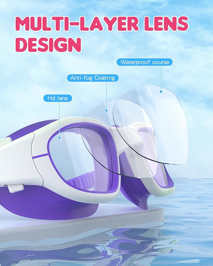 Kids Swim Goggles,Swimming Goggles for Kids 6-14, Anti-Fog UV Protection Pool Glasses for Boys Girls-StrideForce Fitness