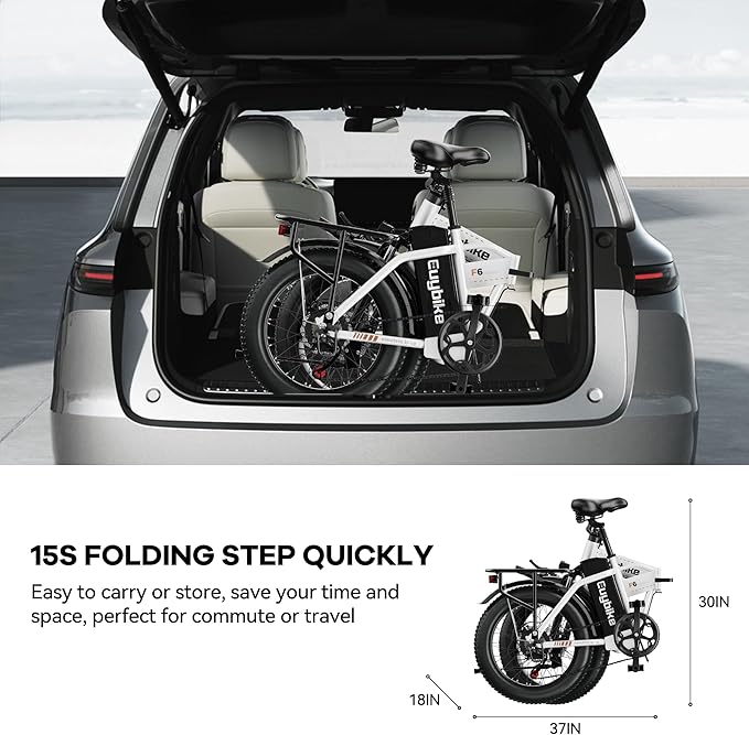 Foldable Electric Bike for Adults, 30+MPH, 48V 20Ah Removable Lithium Battery up to 80Miles, 20" Fat Tire 1000W Peak Motor Dirt Ebike Adult Electric Bicycle for Commute Beach Mountain E Bike-StrideForce Fitness