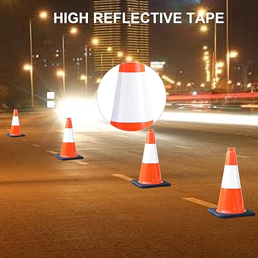OrangeStar 8Pack 18" Orange Traffic Safety Cones, PVC Parking Cone Construction Cones w/Reflective Collar Heavy Duty Rubber Base for Driving Practice, Parking Lots and Roadwork-StrideForce Fitness