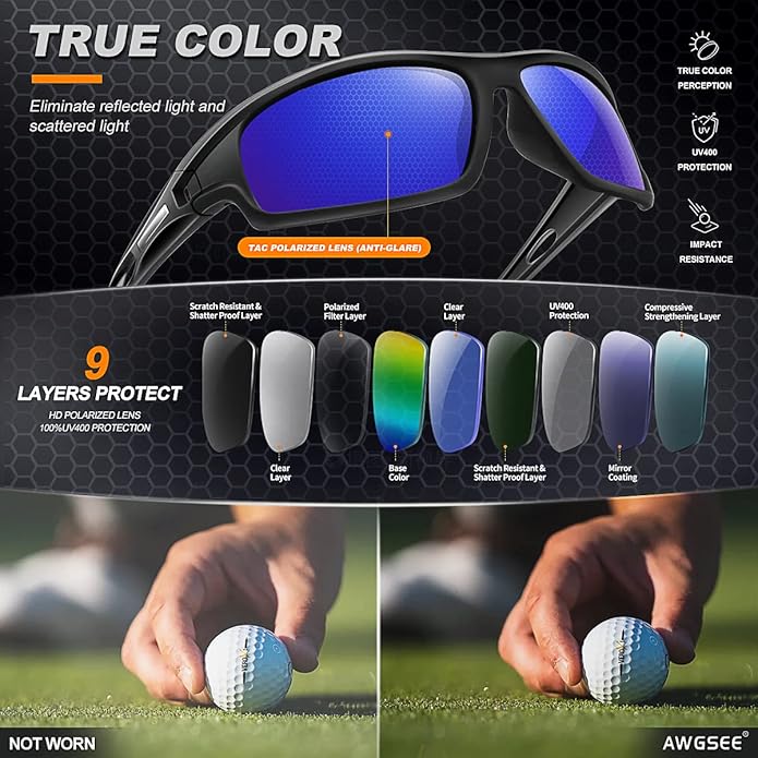 Polarized Sports Sunglasses for Men 100% UV Protection Wrap Around Unbreakable Sun Glasses for Fishing Driving-StrideForce Fitness