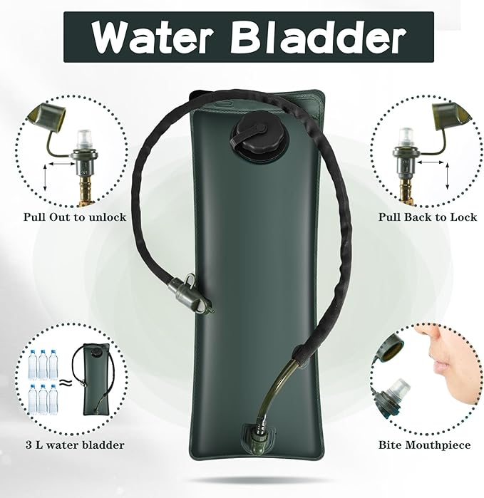 4 Pack Tactical Hydration Backpack with 3L Water Bladder Military Daypack Water Backpack Lightweight Hydration Back Pack for Running Cycling Climbing Hiking for Men Women-StrideForce Fitness