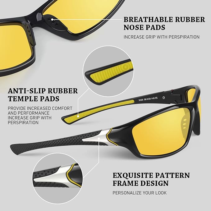 Polarized Sports Sunglasses for Men Women,Fishing Driving Rectangular Goggles UV400 Protection-StrideForce Fitness