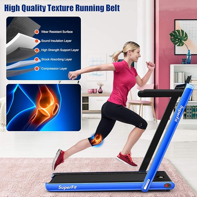 GYMAX Walking Pad, 2.25HP Dual Display Foldable Treadmill for Home with Remote/Smart App Control, Portable Compact Treadmill for Office Under Desk, Folding Running Machine for Small Spaces-StrideForce Fitness