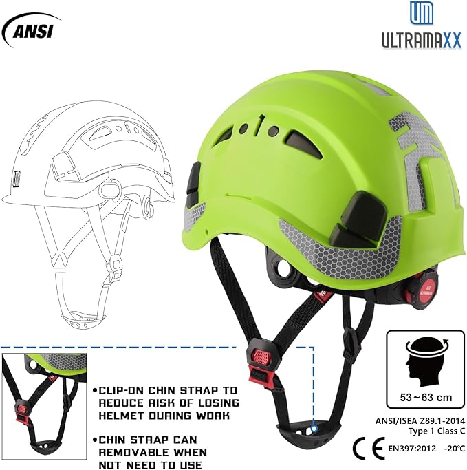 Safety Helmet Hard Hat, ANSI Z89.1 Approved Lightweight Vented Work Helmet, 6-Point Adjustable Ratchet Suspension Hardhat Ideal for Industrial and Construction-StrideForce Fitness