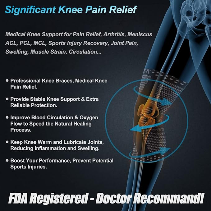 NEENCA Professional Knee Brace for Pain Relief, Medical Knee Support with Patella Pad & Side Stabilizers, Compression Knee Sleeve for Meniscus Tear, ACL, Joint Pain, Runner, Workout - FSA/HSA APPROVED