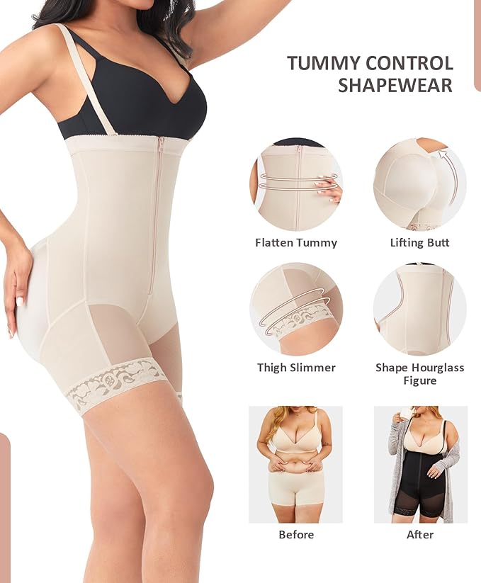 FeelinGirl Faja Body Shaper Tummy Control Shapewear for Women Butt Lifter Post Surgery Fajas Postparto Para Mujer-StrideForce Fitness