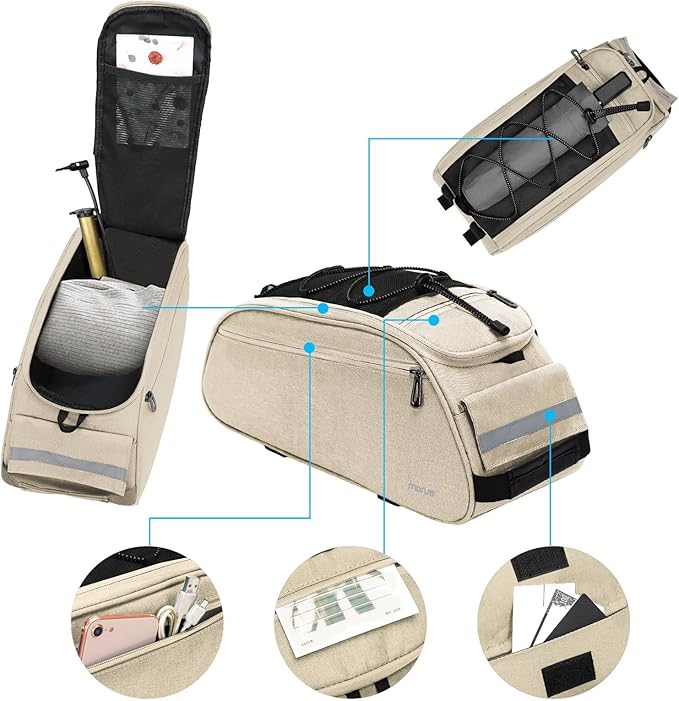 MOSISO Bike Rack Bag, Waterproof Bicycle Trunk Pannier Rear Seat Pouch Cycling Bike Carrier Backseat Storage Luggage Saddle Shoulder Bag-StrideForce Fitness