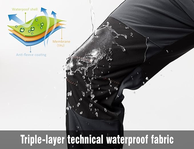 Rdruko Men's Snow Ski Pants Waterproof Insulated Winter Outdoor Snowboard Hiking Fleece Pants with Belt-StrideForce Fitness