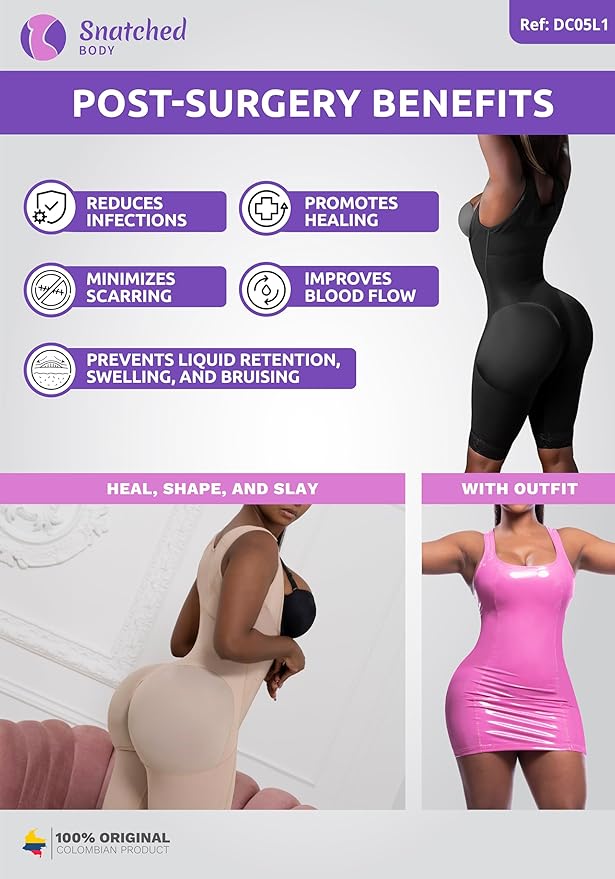 Snatched Body Post Surgery Stage 1 Faja Without Bra | Fajas Colombianas Moldeadoras for BBL |High Compression Faja-StrideForce Fitness