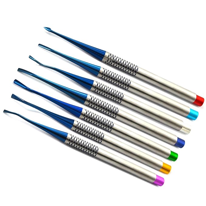 MEDSPO Professional Dental Instruments Osteotome Periotome Luxating Elevator Implant | Orthodontic PDL Teeth | Surgical Root Extraction Spreading (PDL Elevator Set Of 7)