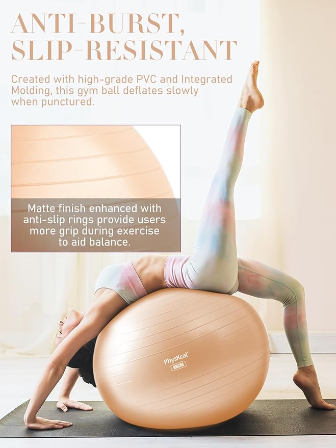 Yoga Ball for Exercise, Pilates Set, 4 Sizes Fitness Ball for Workout, Birthing, Pregnancy, Physical Therapy- Pump Included-StrideForce Fitness