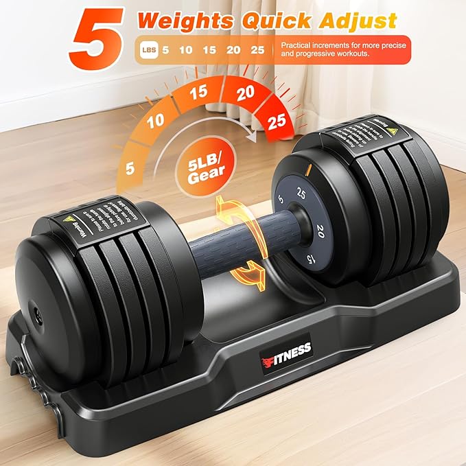 XDDIAS Adjustable Dumbbell Set of 2, 25/55/80LB Dumbbell Set-1Sec Adjustable Weights-5/10 in 1 Free Weights Dumbbells Set with Effortless Tray/No-Slip Handle-Compact Size for Women/Men at Home Gym-StrideForce Fitness