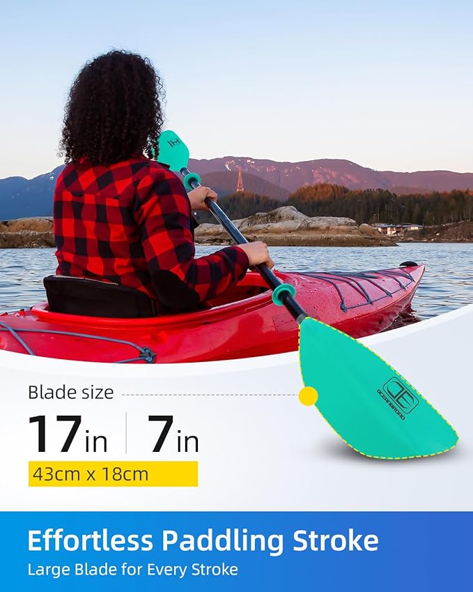 OCEANBROAD Kayak Paddle 86in/218cm, 90.5in/230cm Alloy Shaft 2-Piece Floatable Kayak Oar for Kayaking Canoeing Boating-StrideForce Fitness