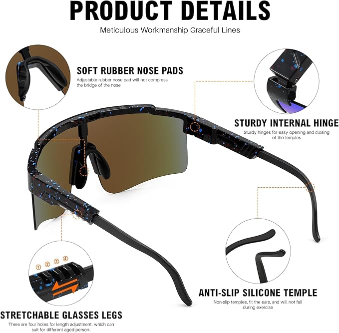 MALIDAK Sports Sunglasses for Mens Women Youth Baseball Sunglasses UV400 Protection Men Cycling Glasses-StrideForce Fitness