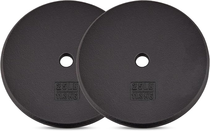 Yes4All Standard 1" Cast Iron Weight Plate - Ideal for Strength Training - Multiple Weight: 5LB to 25LB (Single & Set of 4)-StrideForce Fitness