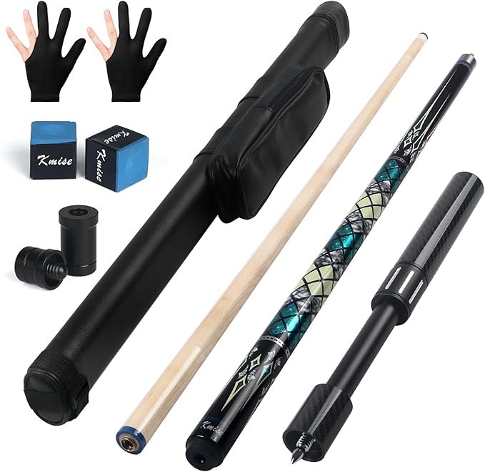 Kmise Professional Pool Cue Stick - 19 20 21oz Canadian Maple Cue Sticks, Low Deflection Shaft with Telescopic Carbon Fiber Extension, Pool Sticks for Aults, Billiard Cue Sticks with Leather Cue Case-StrideForce Fitness
