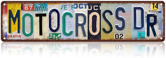 Vintage Motocross Dr Wall Decor Street Signs Metal Tin Signs 16 x 4 Inches-StrideForce Fitness