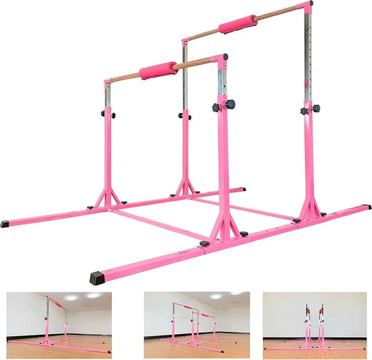 Gymnastics Double Horizontal Bars 3Play Parallel Bars Uneven Bars Gymnastics Training Kip Bar with 304 Stainless Steel Regulating Arms & Fiberglass Rail for Indoor Outdoor Home Club Use-StrideForce Fitness