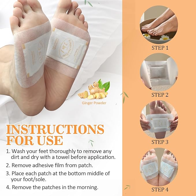 2 in 1 Foot Pads, 120 Pads Tear and Use Pure Ginger Bamboo Wormwood Foot Pads, Bigger Adhesive ''Stay in Place'' Goodnight Pads-StrideForce Fitness
