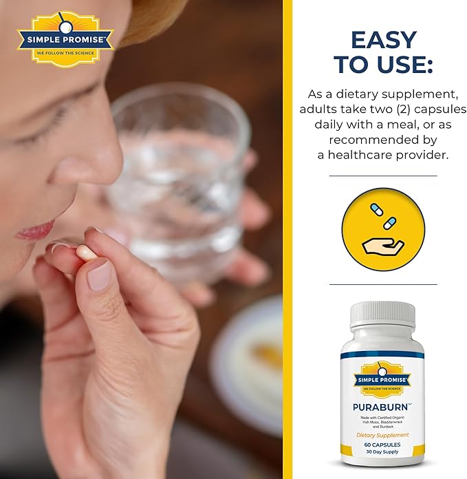 Simple Promise PuraBurn™ - Herbal Wellness Supplement with Organic Irish Sea Moss, Bladderwrack & Burdock Root - Supports Digestive Health & Nutrient Absorption - 60 Capsules-StrideForce Fitness