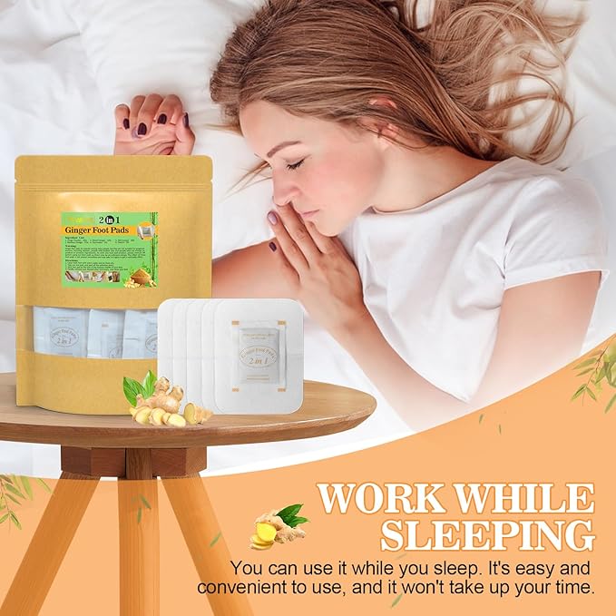 2 in 1 Foot Pads, 120 Pads Tear and Use Pure Ginger Bamboo Wormwood Foot Pads, Bigger Adhesive ''Stay in Place'' Goodnight Pads-StrideForce Fitness