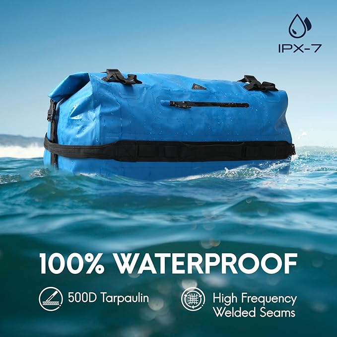 Haimont Large Waterproof Duffel Backpack Roll-Top Heavy Duty Dry Duffle Bag for Boating, Travel, Motorcycle, Kayaking, Camping, 60L-StrideForce Fitness