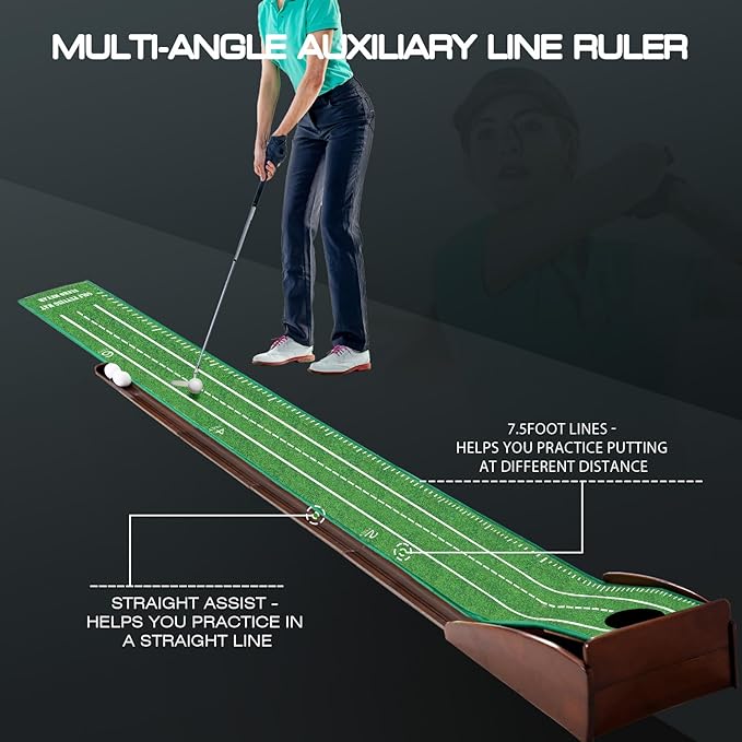 Putting Green Putting matt for Indoors Golf Putting Mat - Indoor Putting with Ball. Putting matt for Golf Practice, Portable and Easy to Clean. Great Gift-StrideForce Fitness
