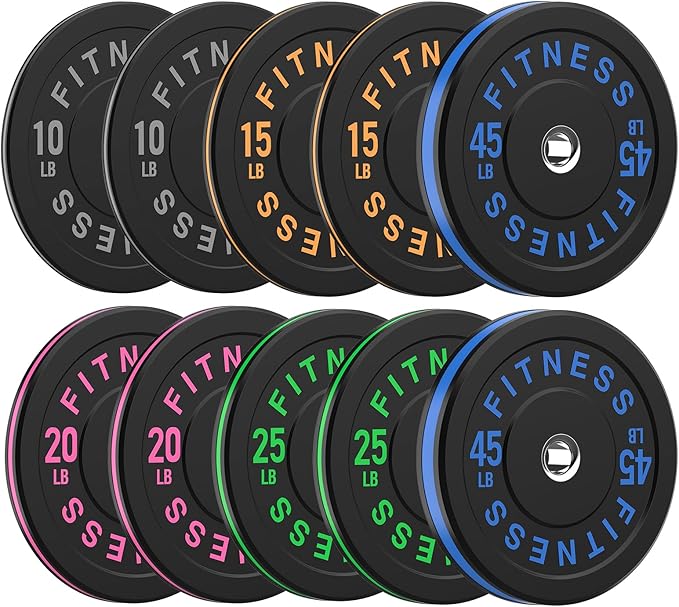 2 Inch Bumper Plates，10-500lbs，Barbell Rubber Olympic Weight Plates Set for Home Gym, Strength Training & Weight Lifting, Multiple Options Colors-StrideForce Fitness