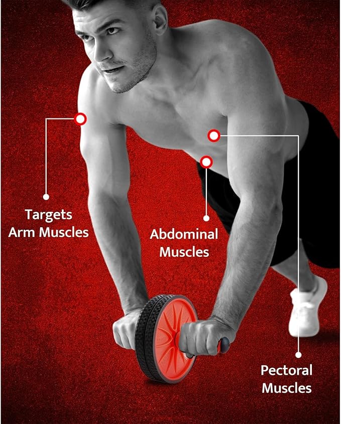 WOD Nation Ab Roller - Black & Red, Modern Core Fitness Equipment for Home Gym & Travel - Ab Wheel for Workout & Core Stability-StrideForce Fitness