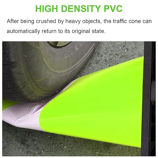 OrangeStar 6-Pack 18" Traffic Cones with Weighted Rubber Base, 6" Reflective Collar, Green Safety Cones for Parking Lot, Road Construction, Warehouse, Highway, Weatherproof PVC-StrideForce Fitness