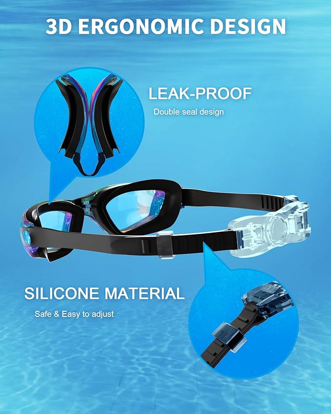 Kids Swim Goggles, Swimming Goggles for Kids with Nose Clip, Earplugs, Nose Bridge for Age 3-15-StrideForce Fitness