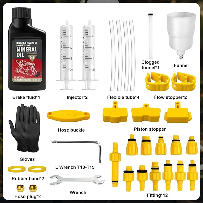 Brake Bleed Kit,Bicycle Hydraulic Brake Bleed Kit Including 150ML Mineral Oil for Shimano,TEKTRO, TRP Hydraulic Disc Brakes-StrideForce Fitness