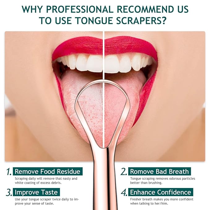 Tongue Scraper (2 Pack), Wide-Head Tongue Cleaner with Nice Carrying Box, Easkep 100% Stainless Steel Tongue Scrapers Cleaners, for Men, Women, Adults, Kids