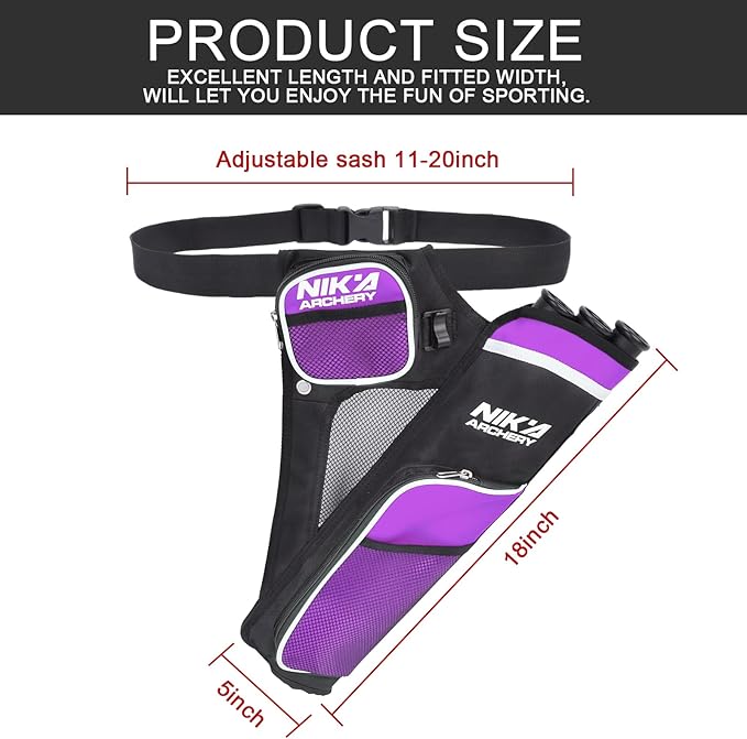 Archery Arrow Quiver Holder, 3-Tubes Hip Quiver Arrow Bag with Adjustable Belt for Youth & Adults Arrows Hunting Target Practicing-StrideForce Fitness