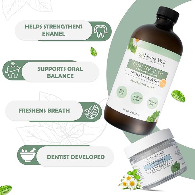 Whitening & Remineralizing + Gum Health Bundle | Hydroxyapatite Tooth Powder & Gum Health Mouthwash