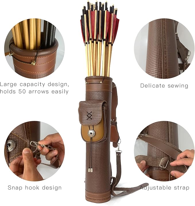 Arrow Quiver or Rustic Leather Quiver - Back Quiver for Arrows and Crossbow Quiver - Bow Quiver and Quiver for Compound Bow - Traditional Arrow Holder-StrideForce Fitness