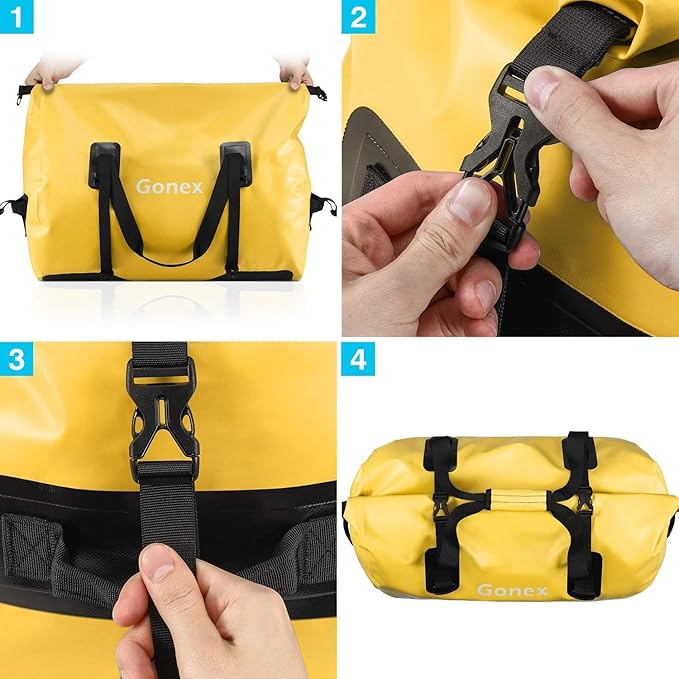 Gonex 40L 60L 80L Extra Large Waterproof Duffle Travel Dry Duffel Bag Heavy Duty Bag with Durable Straps & Handles for Kayaking Paddleboarding Boating Rafting Fishing-StrideForce Fitness