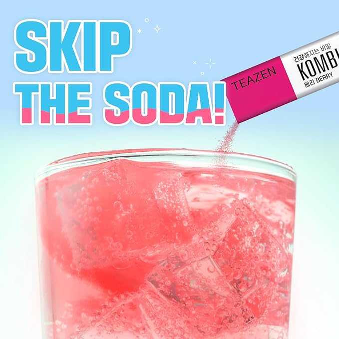 TEAZEN Berry Kombucha Tea, Hydration Drink Mix, Sugar Free, Live Probiotics & Prebiotics, 10 Sticks, 1.76oz-StrideForce Fitness