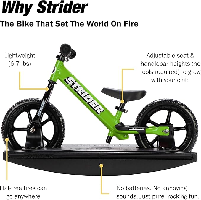 Strider 12” - Helps Teach Baby How to Ride a Balance Bicycle - for Kids 6 Months to 4 Years - Easy Assembly & Adjustments-StrideForce Fitness