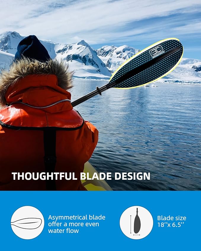 OCEANBROAD Kayak Paddle 86in/218cm, 90.5in/230cm, 95in/241cm Alloy Shaft Kayaking Boating Canoeing Oar with Paddle Leash-StrideForce Fitness