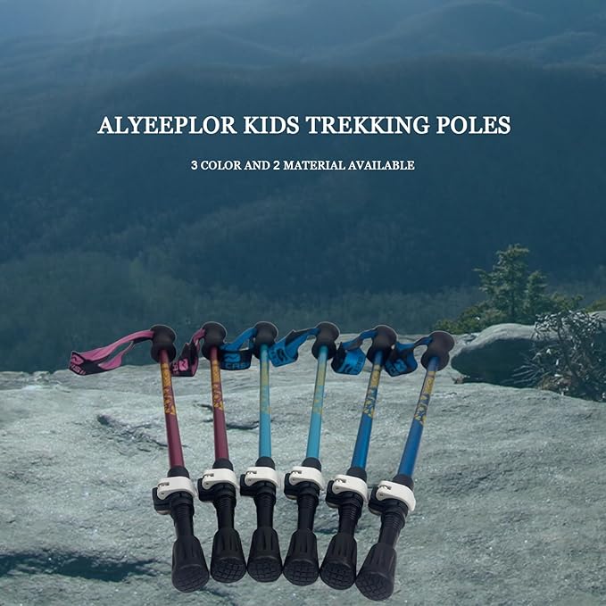 Kids Hiking Poles, 2PCS Todder Collapsible Trekking Poles for Hiking, Ski, Outdoor Activities, Todder Hiking Essentials for Boys and Girls, Blue, Pink Available-StrideForce Fitness