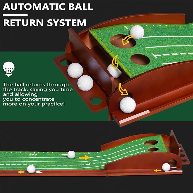 Urban Deco Putting Green Indoor, Golf Putting Mat Putting Matt with Auto Ball Return Training for Indoor and Outdoor Practice, Mini Golf Game for Home Office Backyard, Golfer Man Gift-StrideForce Fitness