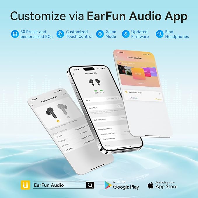 EarFun Air Life Wireless Earbuds, 12mm Driver with Deep Bass, Bluetooth 5.4 in-Ear Earbuds, 4 Mics AI ENC Call, 35H Playtime, 30 Preset EQs Via App, Comfortable Fit, Fast Charging, IPX5 Waterproof-StrideForce Fitness