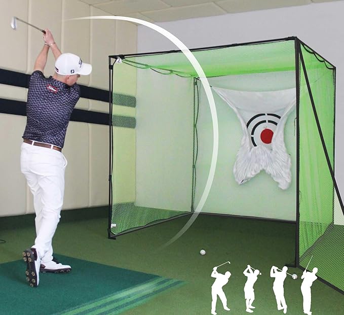 Golf Practice Hitting Nets for Backyard Driving Indoor Use Heavy Duty Practice Golf Driving Nets for Backyard Premium Portable Golf Impact Nets Cages with Frame-StrideForce Fitness