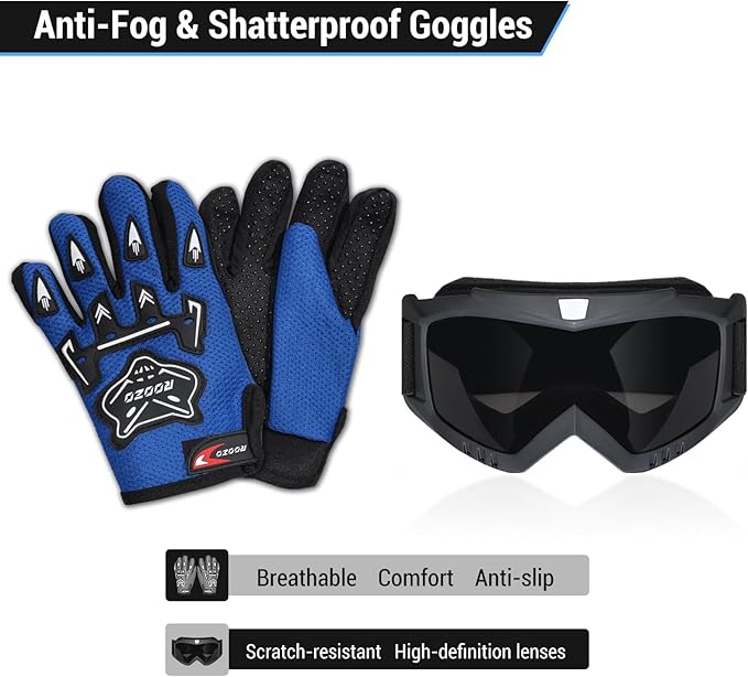 Youth Dirt Bike Helmet DOT Certified - Full Face Motorcycle Helmet for Off-Road, ATV, Street Riding, Includes Adjustable Goggles & Protective Gloves-StrideForce Fitness