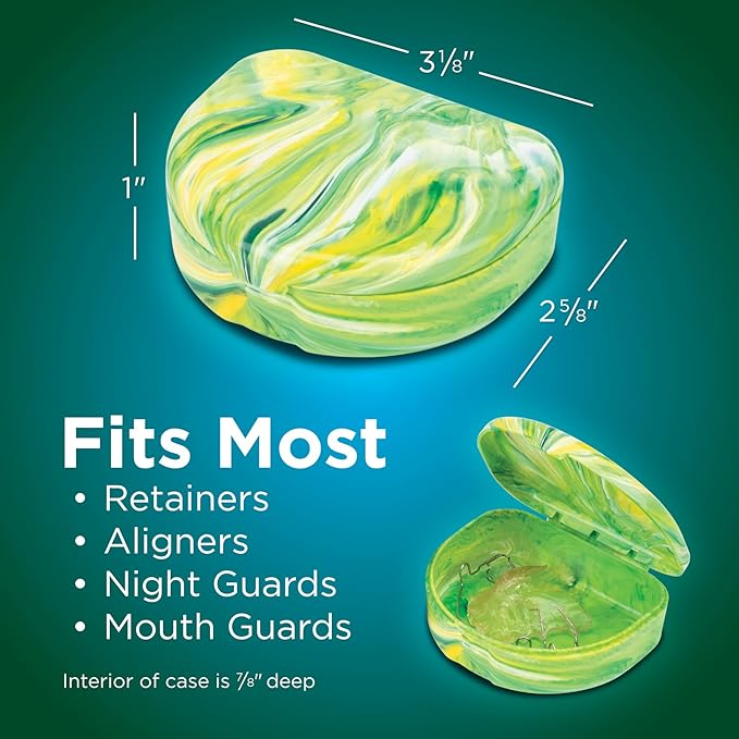 Practicon Brights Marble Retainer Cases, Clear Aligner Case, Dental Orthodontic Retainer Boxes, Mouth Guard Holder, 6 Pack