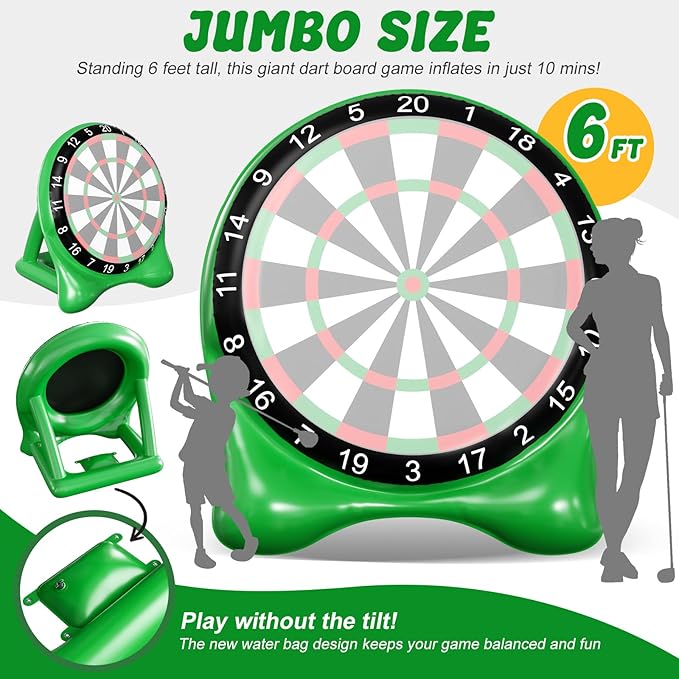 Inflatable Soccer Dart Board, Giant Kick Darts,Indoor Outdoor Lawn Yard Games for Kids Adults Family, Big Jumbo Carnival Games for Party | 6ft Dart Boards with Pump Accessories-StrideForce Fitness