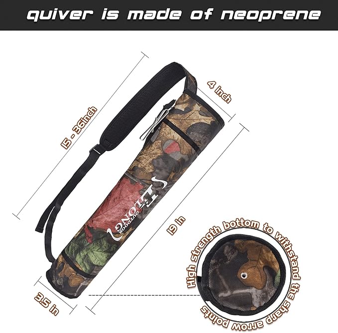 Elong Adjustable Archery Back Arrow Quiver Holder - Upgraded Quiver Arrows for Compound Recurve Bow and Hunting Target Practicing Youth and Adults-StrideForce Fitness