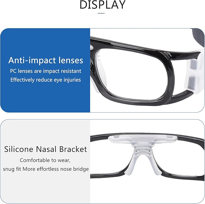 Men Basketball Glasses.Soccer Football Sport Protective Eyewear Safety Goggles,Sports Glasses For Replaceable Lens-StrideForce Fitness